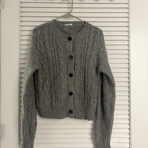 Reformation Charcoal Cable Knit Cardigan